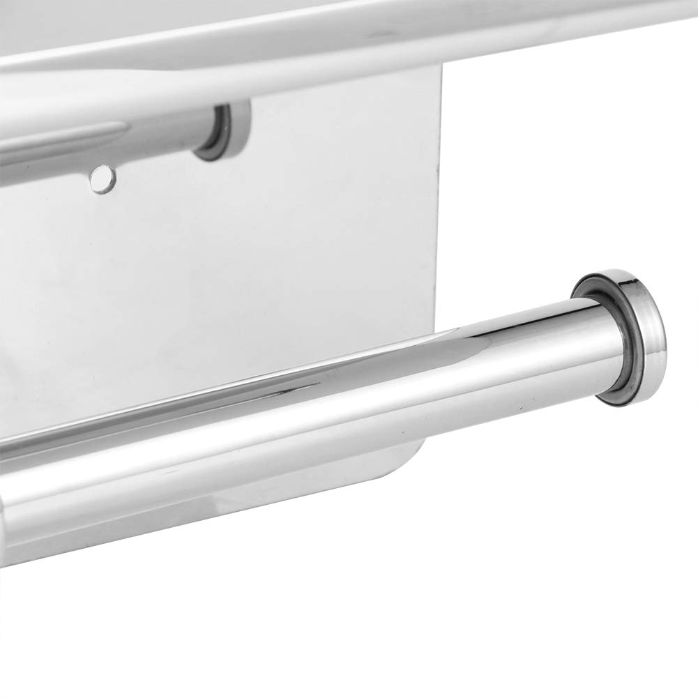 Tissting Portarotolo Doppio con ripiano portacellulare Portarotolo in Acciaio Inox Moderno Portarotolo da Parete Organizzatore da Bagno per Bagno di casa, Bagno dell'hotel (10,2 x 4,3 x 4,5 Pollici)