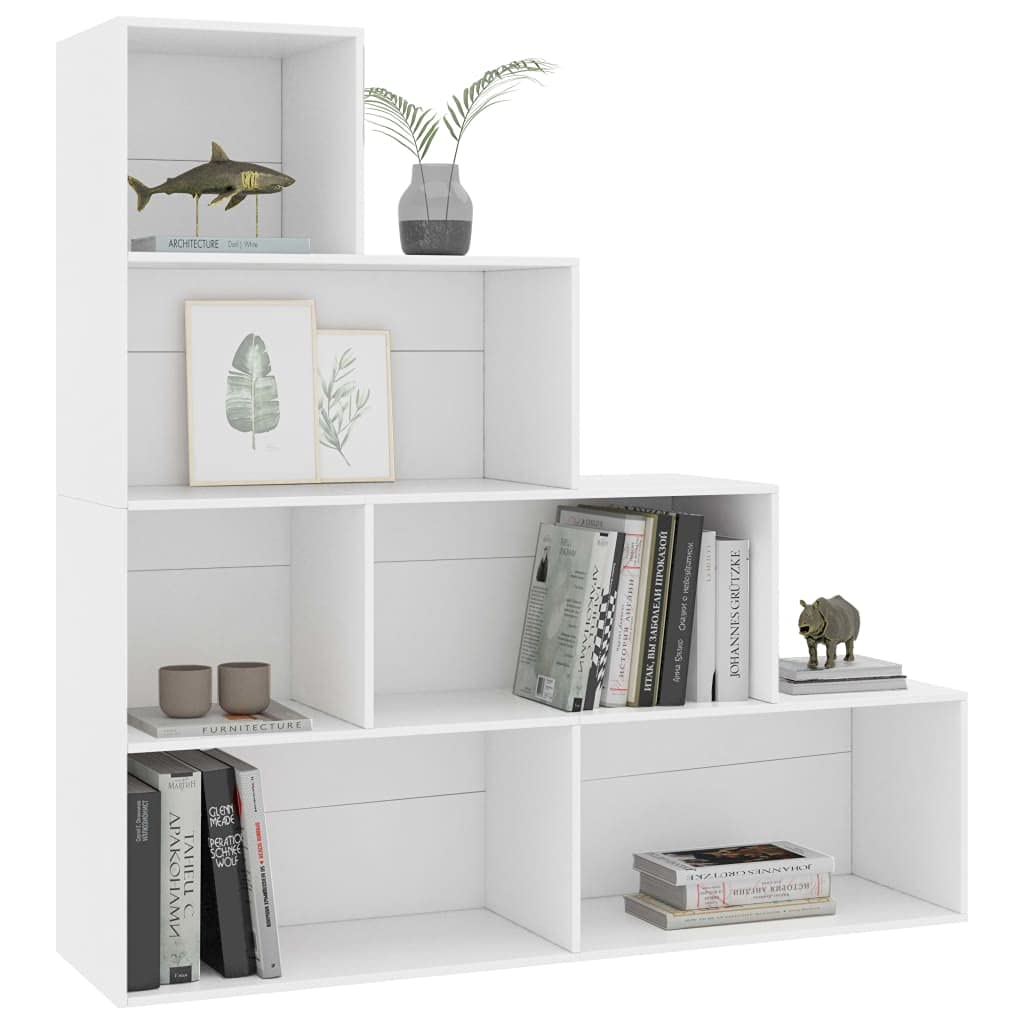Mogou Półka/Przegroda przestrzeni, Biblioteka Estanteria, Książki z książkami, Wysokie półki, Stołówka Schody, Półki Pokój dla młodzieży, płyty wiórowej Biały 155x24x160 cm