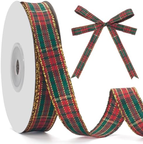Plaid Christmas Ribbon, Red and Green Gingham Ribbon 5/8 INCH x 2...