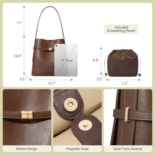 Image of BOSTANTEN Vegan Leather Purses for Women Quiet Luxury Shoulder Bucket Bag