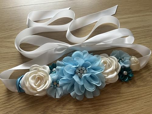 Baby Shower Sash for Mom Flower Maternity Sash Pregnancy Belt for Gender Reveal3