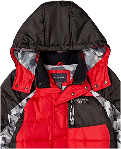 Image of LONDON FOG Boys' Toddler Color Blocked Winter Puffer Jacket with Hat