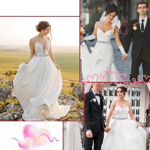 Bling Bridal Rhinestone Belt, Handcrafted Sparkly Rhinestone Belts for Formal Dress, Wedding Dress Belt Glitter Ribbon Waist Belts for Women Jeans Shiny Party Wedding (Burgundy)4