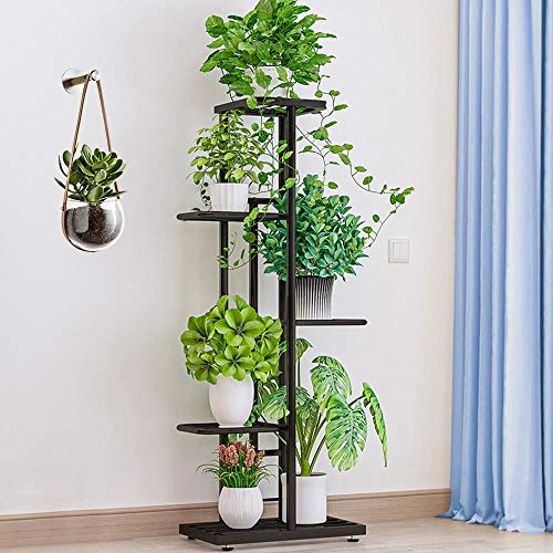 Mtb 5 Tier Metal Plant Stand For Indoor Outdoor Flower Pot Display Planter Shelf, Charcoal Grey #TOP1