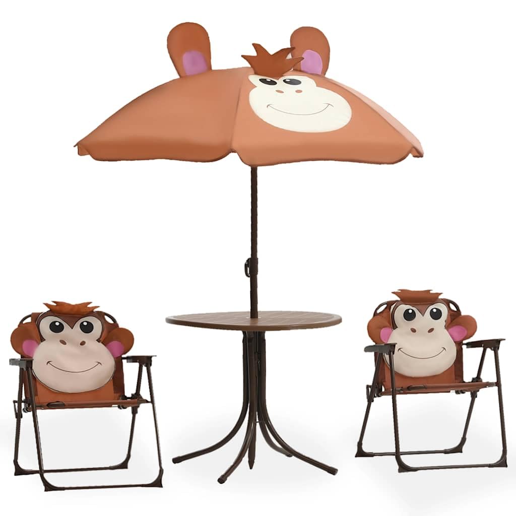 vidaXL Ensemble de Bistro avec Parasol pour Enfants 3 pcs Marron