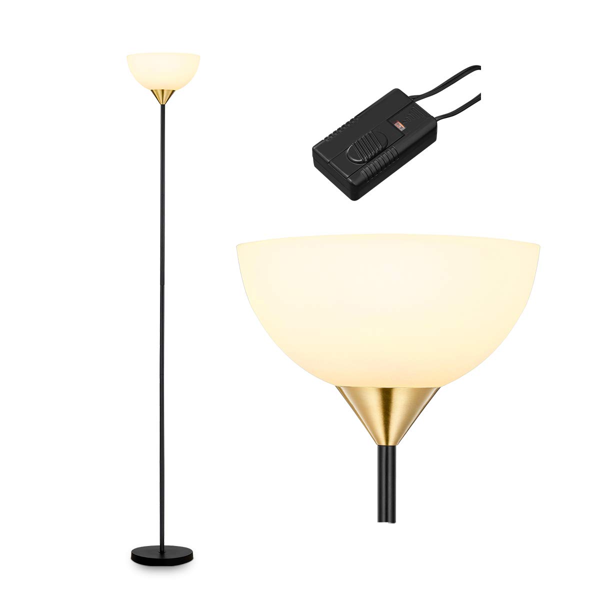 Floor Lamp,Dimmable Standing Floor Lamp for Living Room,Bedroom,Office,Reading & Working,12W 2700K Warm White LED Bulb Included,69inch Modern Tall Standing Pole Light,Uplight,Black