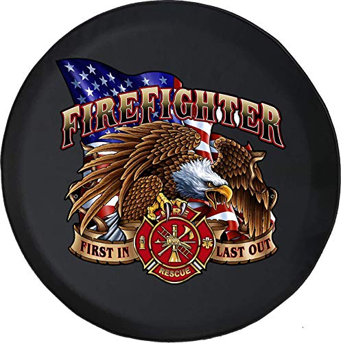 915 Funda De Neumático American Bald Eagle Bombero Rescate 4X4 Diversión Funda Protectora Rueda Waterproof Spare Wheel Tire Cover Weatherproof...