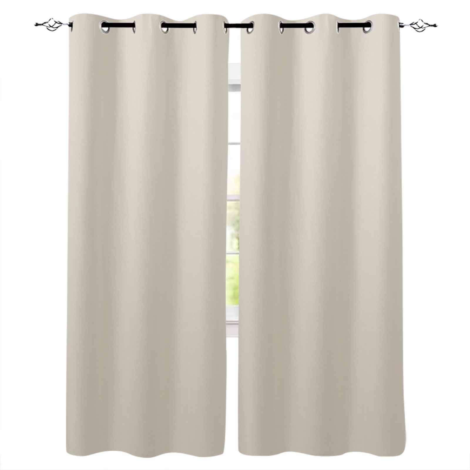 Cortinas opacas con aislamiento térmico de color blanco marfil, 99 cm de largo, cortinas cortas modernas para dormitorio y cafetería, 2 paneles, bloqueo de luz, eficiencia energética, diseño Ele