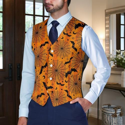 Halloween Men's Suit Vests Lightweight Mens Suit Vests for Casual Party Slim Fit V-Neck Waistcoat With Back Strap3