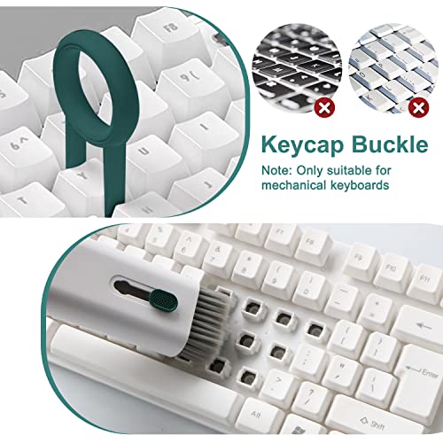 Kit de Cepillo de Limpieza para Teclado 7 en 1 Limpiador Teclado Multifuncional Herramienta Limpieza con Cepillo y Bolígrafo Limpiador para Airpods, Teléfono, Ordenador Portátil, Auriculares (Verde)