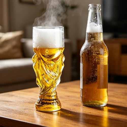 Qnbonrich Szklane kufle do piwa, przezroczyste szklanki do piwa, wielokrotnego użytku, krystalicznie czyste, grube ścianki i trwałe, do piwa, koktajli, napojów, akcesoria barowe (D(S 350ML))