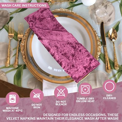 Serviettes velours rose 100 pièces pour décoration de mariage chic - 6