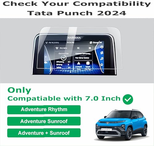 Image of OHAYO 9H Hard Screen Protector for Tata Punch 2023-2025 7 Inch Infotainment Touchscreen | HD Clear Display Protection | Scratch Resistant Military Strength Film | Anti Fingerprint Bubble Free | Car Music System Display Guard Accessory