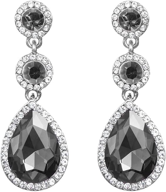 YINLI Elegant Wedding Bridal Crystal Tear Drop Dangle Earrings for Women