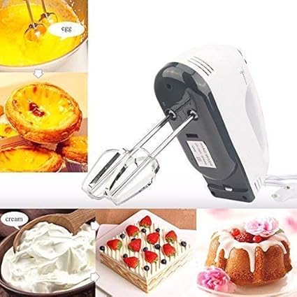 NIJAMRUT Electric Hand Mixer and Blenders with Chrome Beater and Dough Hook Stainless Steel Attachments - Speed Setting - Beater for Cake Egg Bakery