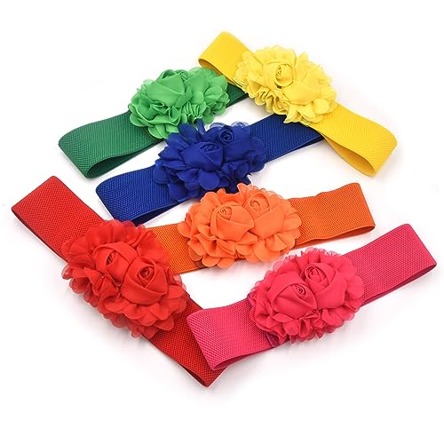 Women's 2 Packs Elastic Corset Waist Belts Stretch Wide Double Rose-Flower for Wedding Dresses3