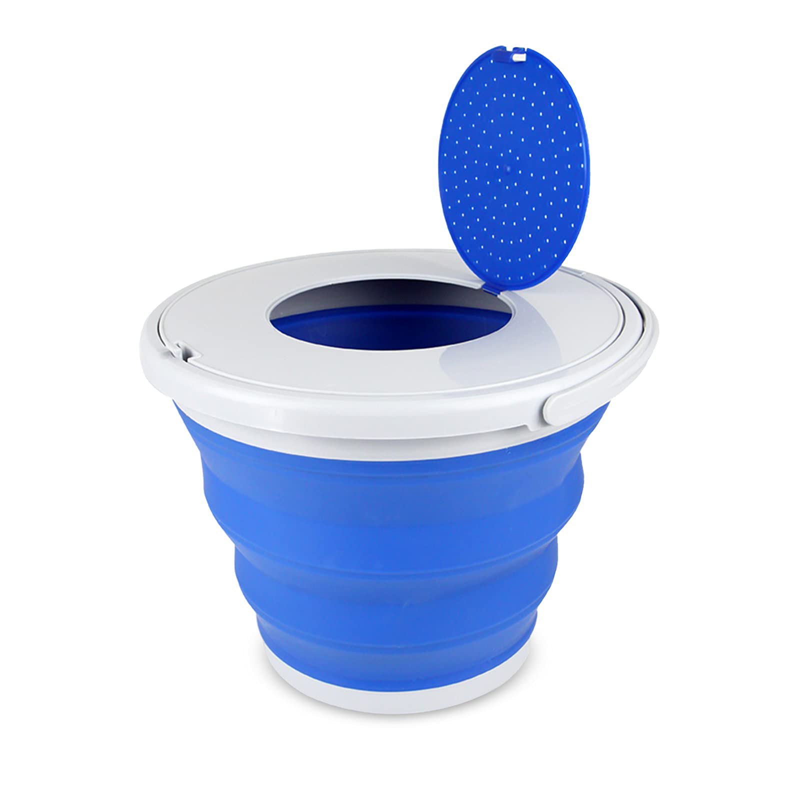Foldable Bucket Portable, Blue Collapsible Bucket Camping, with Cover, Foldable Design, Sturdy and Durable