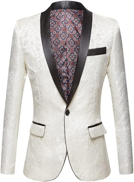 Men's Floral Tuxedo Paisley Blazers Slim-Fit Jackets Shawl Lapel Suit Wedding Prom Dinner Party