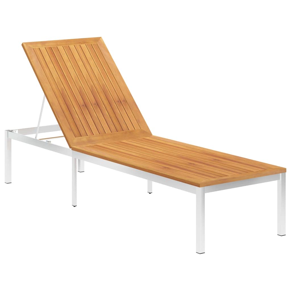 UTUMAX Nice Cool-Sun Lounger Solid Acacia Wood and Stainless Steel