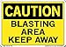 Vestil SI-C-71-A-LB-011 BLASTING AREA KEEP AWAY Caution Label, Vinyl, 0.011" Overall Size, 10.5" W x 7.5" H