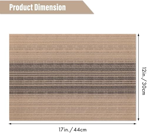 Image of Placemats Set of 6 Dining Table Place Mats | Placemats Table Mat PVC Material | Non-Slip Heat Resistant | Dining Tablemates Washable Anti-Skid | Size 45 x 30cm (Beige & Black)
