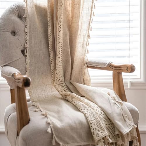 Rideau en dentelle de jute et lin style bohème chic 150x240cm