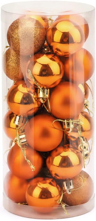 ZYBenda 24Pcs 1.57 Inch Orange Christmas Hanging Ball Ornaments