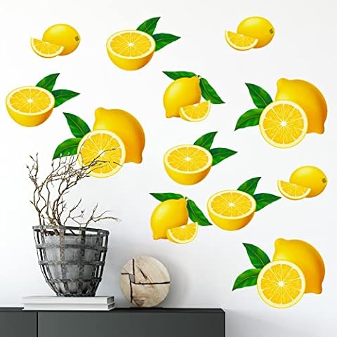 YLOLUL 12 Pcs Lemon Room Decor Lemon Wood Wall Art Summer Lemon Gifts Lemon Decorations Signs for Home Kitchen Bathroom Bedroom (Lemon) Cover