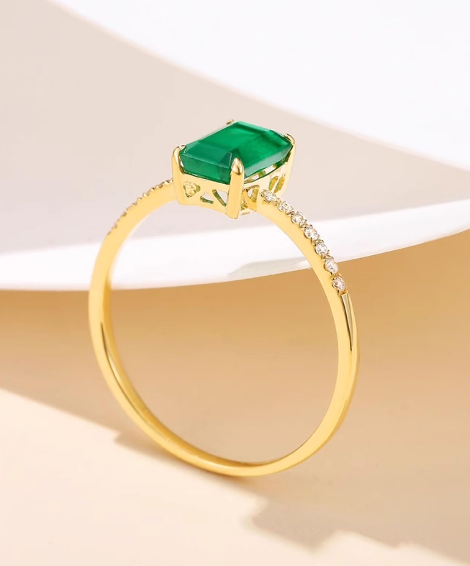 Anillo de compromiso para mujer, oro auténtico, anillo de compromiso, solitario de 1 ct, diamante cultivado en laboratorio