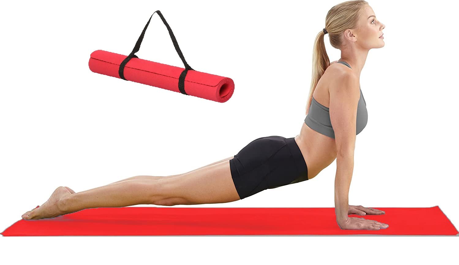 Effingo: Yoga Mat With Carry Strap for Exercise, Yoga, Workout. Comfortable Non Skid Mat for Fitness (RED 4MM). (B0BCMHGGK9) Amazon Price History, Amazon Price Tracker