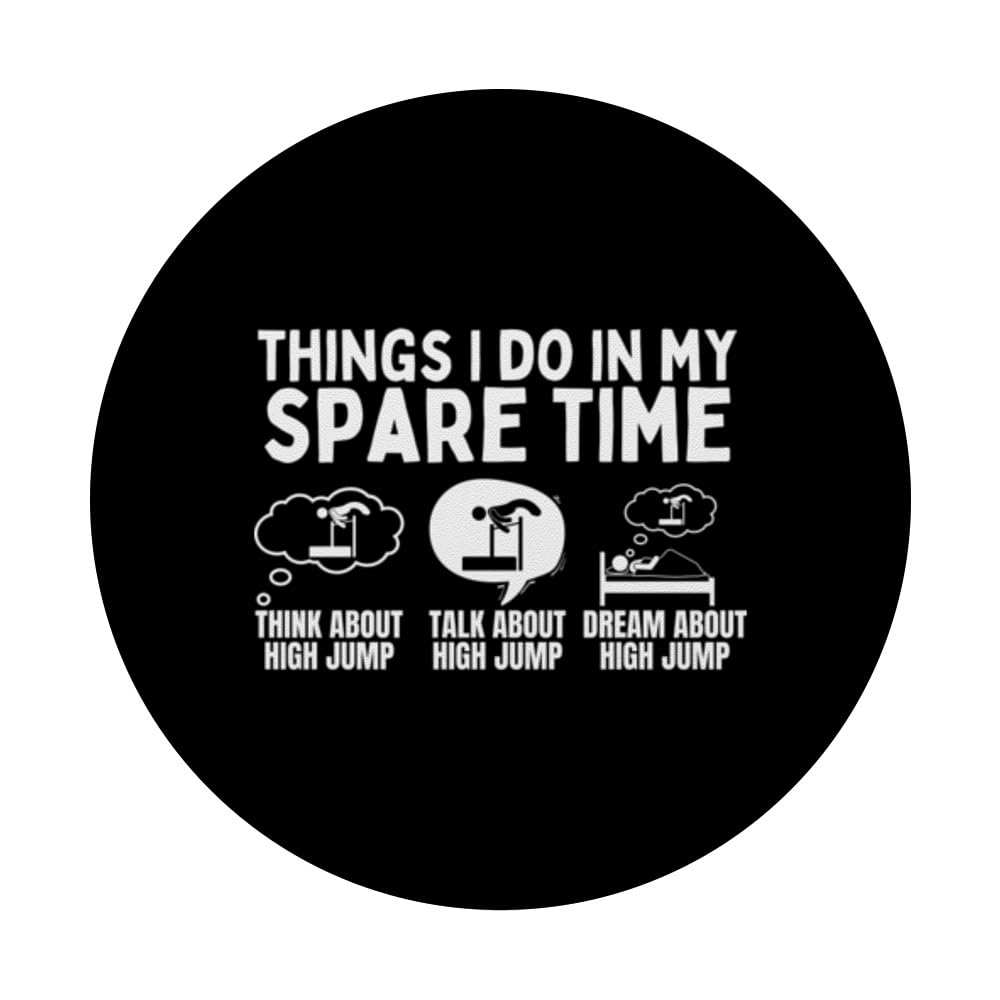 High Jumper Things I Do In My Spare Time Funny High Jump PopSockets Swappable PopGrip, Black - Image 3
