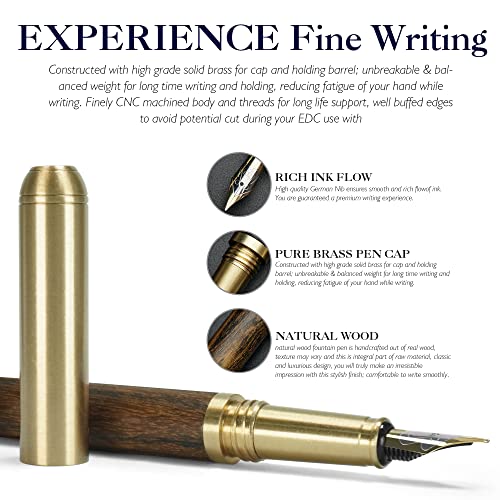 Stonego Handcrafted Wood Fountain Pens, Vintage Fountain Pen, Medium Nib, Includes 4 Ink Cartridges And Ink Refill Converter(Keruntum) #TOP2