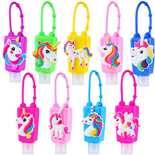 Tacobear 9 peças Garrafas de viagem unicórnio dinossauro reutilizáveis Garrafas vazias portáteis tampa abatível garrafas viagem contentores 30 ml garrafas viagem recarregáveis à prova de fugas