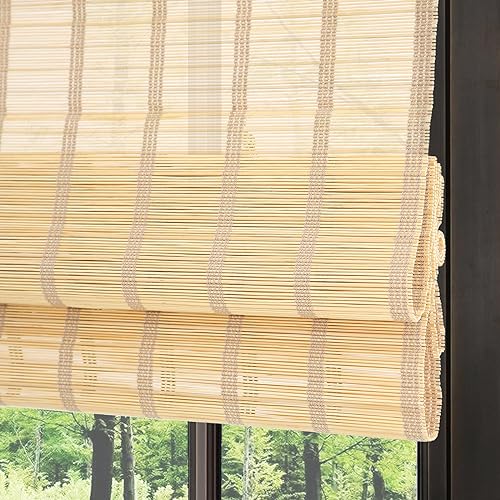 Cordless Natural Woven Wood Shades, Custom Bamboo Roman Shades for