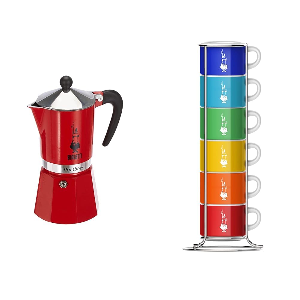 Bialetti 4963, cafetière italienne, aluminium, rouge, 6 tasses