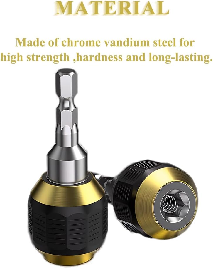 2Pcs 60mm Self-locking Drill Bit Holder 1/4 Inch Hex Shank Drill Bit Extension Holder Quick Release Chuck Adapter Connector Power Drill Tool