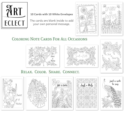 Image of Art Eclect Coloring Note Cards for Adults with Envelopes - Just a Note