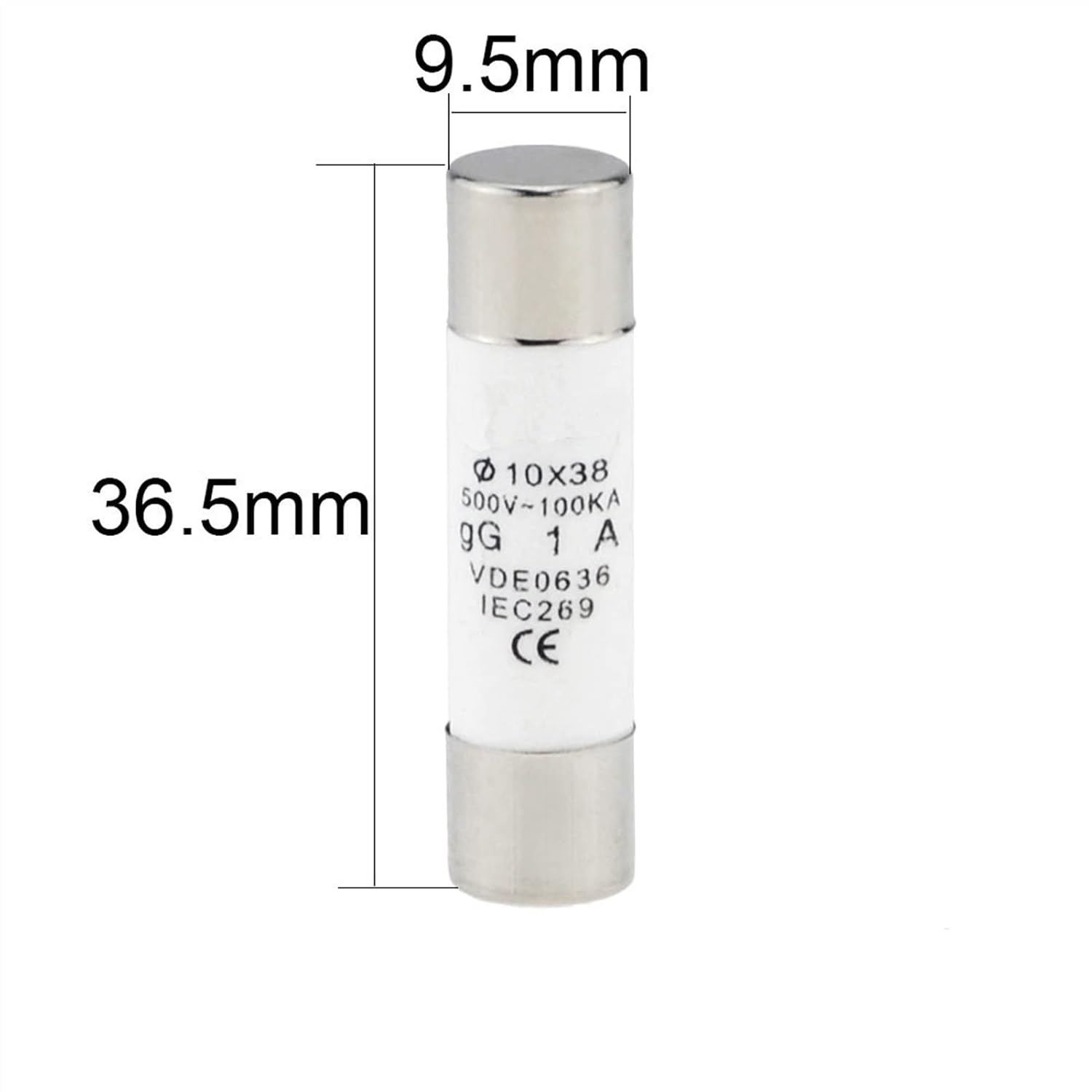 Fuse 10PCS 10 * 38 Fast Blow Ceramic 10x38mm 500V 1A 2A 3A 4A 5A 6A 10A 16A 20A 32A for RO15 RT18 RT14 Core(16A)