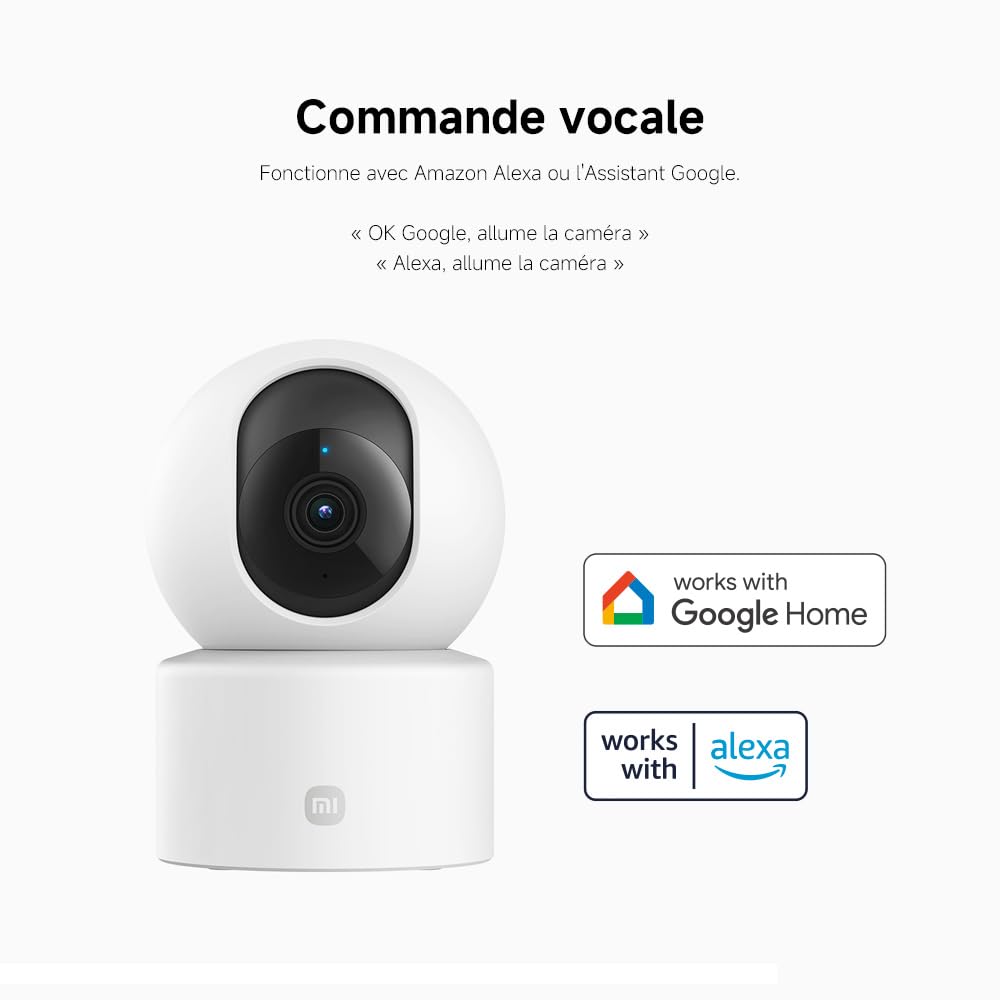 XIAOMI C301 Caméra Intérieure 2K 3MP 360° Surveillance WiFi 6 Détection Personnes Audio Bidirectionnel