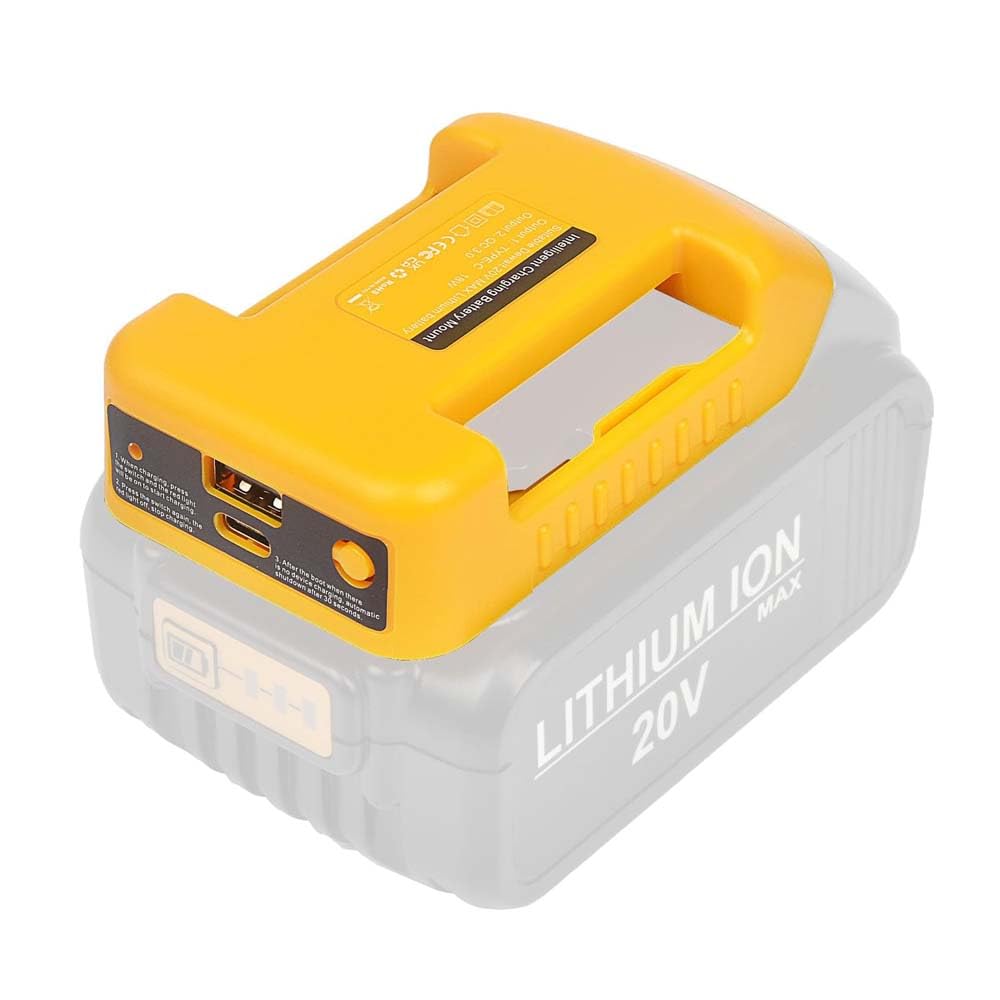 1 Pack Battery Adapter for Dewalt 20V Battery,USB Charger Adapter,Hanger Holder and Adapter 2-in-1, with Type C Port Fast Charging & USB Port