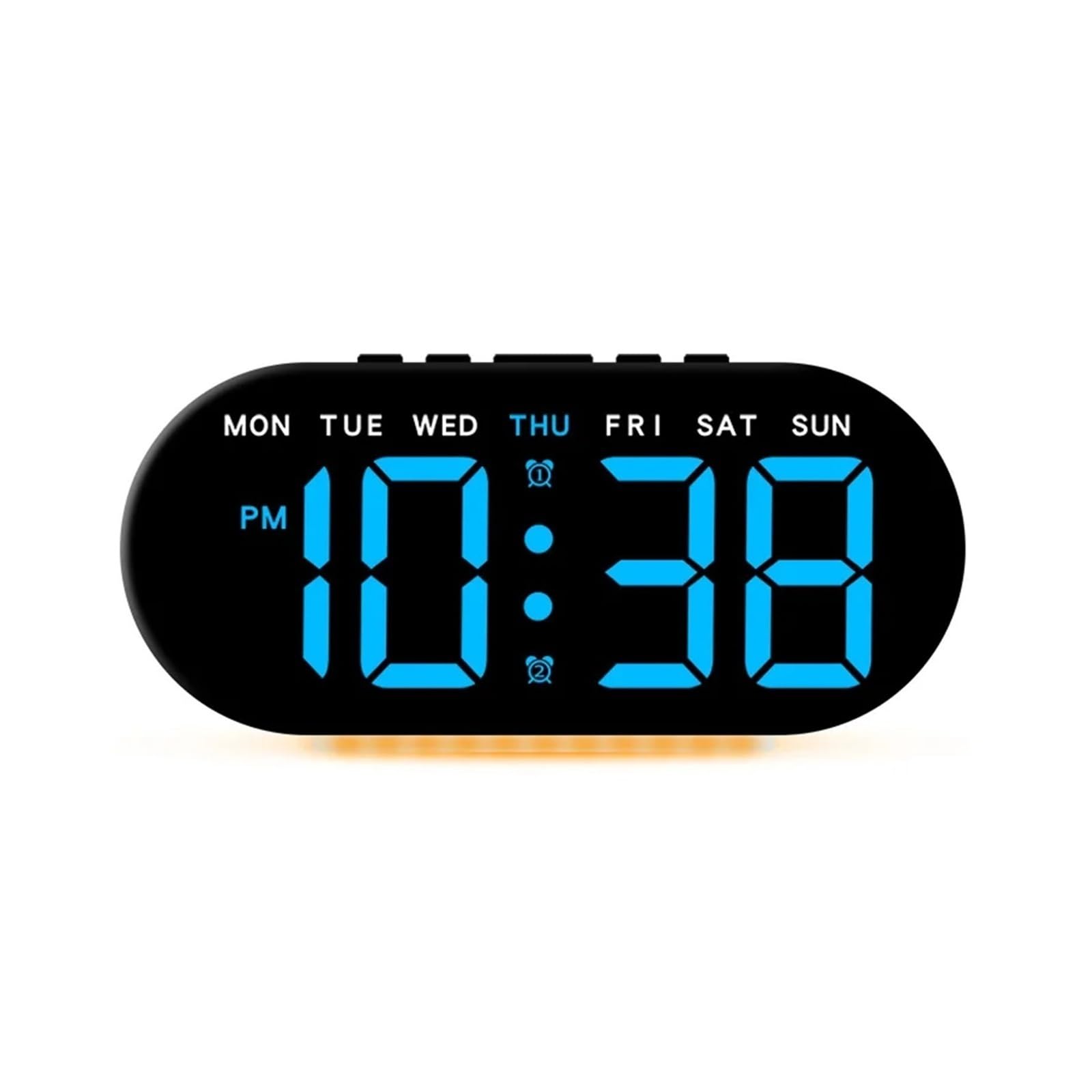 POAHNCU Alarm Clock, Digital Alarm Clocks for Bedrooms,Atmosphere Light Desk Clock with Dual Alarms Temperature Date Week Display Led,for Heavy Sleeper(Black Shell-Blue)