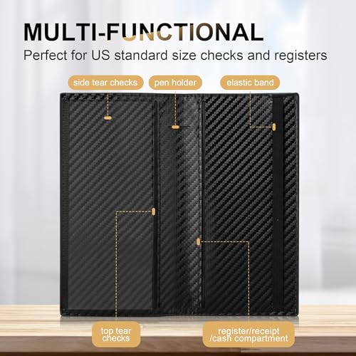 Image of CASMONAL Checkbook Covers for Personal Checkbook Holder RFID Premium Vegan Leather Checkbook Cover for Duplicate Checks