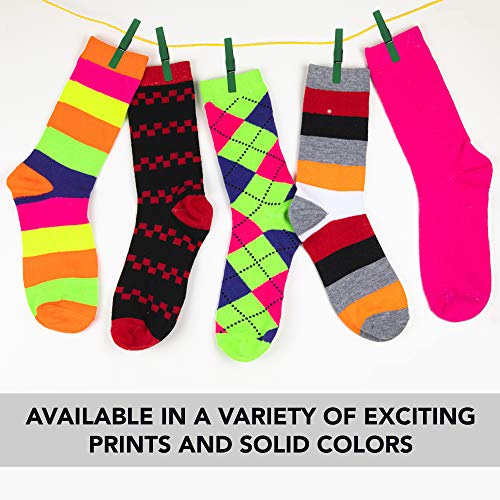 Debra Weitzner 12 Pairs Women’s Colorful Cotton Crew Socks Casual Argyle Patterned Fun Socks for Girls4