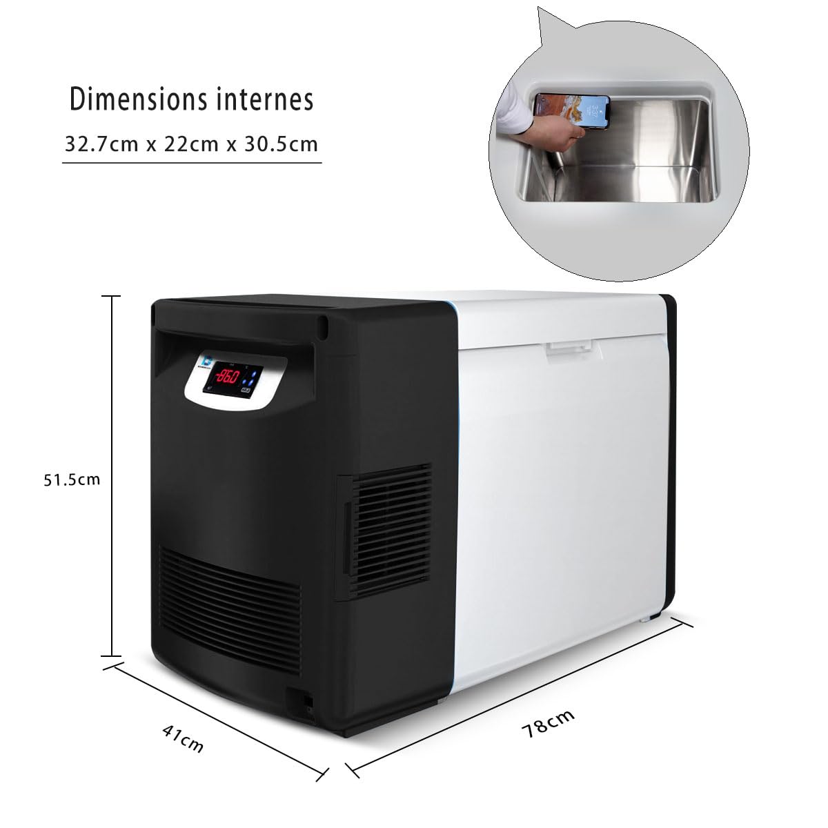 Laboratorio Congelador Portátil Ultra Baja Temperatura - 86 ℃ Congelador para Almacenamiento de Muestras de Laboratorio y Transporte Médico en Cadena Fría, 20L Azul