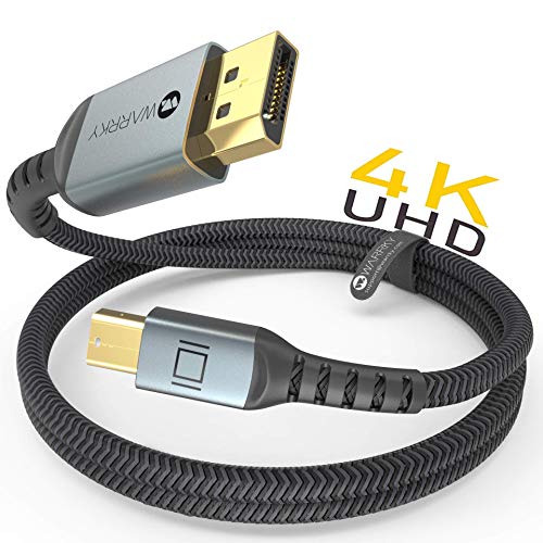 Mini DisplayPort to DisplayPort Cable 6.6ft, WARRKY 4K@60Hz, 2K@165Hz, 2K@144Hz [Gold-Plated, Aluminum Shell], Thunderbolt/Mini DP to DP Cable for MacBook Air/Pro, Surface Pro/Dock and More