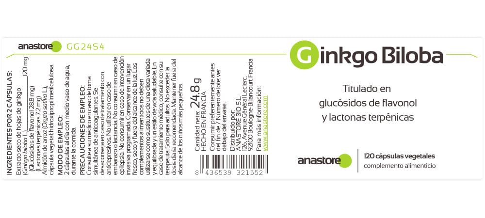 GINKGO BILOBA * PACK 3+1 GRATIS * 60 mg / 480 capsule