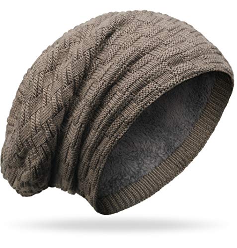 Preisvergleich Produktbild Grin&Bear Long Slouch Beanie Grobstrick Teddyfleece braun M10