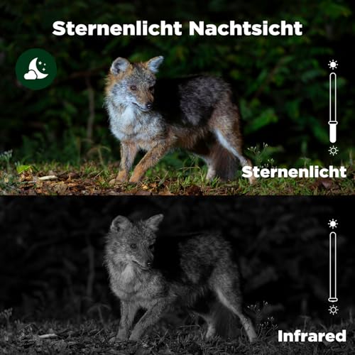 VOOPEAK Duales Objektiv Solar Wildkamera WLAN 4K 30FPS 60MP, Sternenlicht Nachtsicht Wildtierkamera...