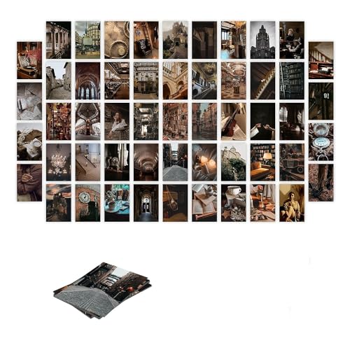 Image of SG Pack of 54 Aesthetic Dark Academia Wall Collage Kit Posters - 4 x 6 Inches Posters for Wall Decoration - Wall Art For Bedroom, Office, Living room, Dorm room