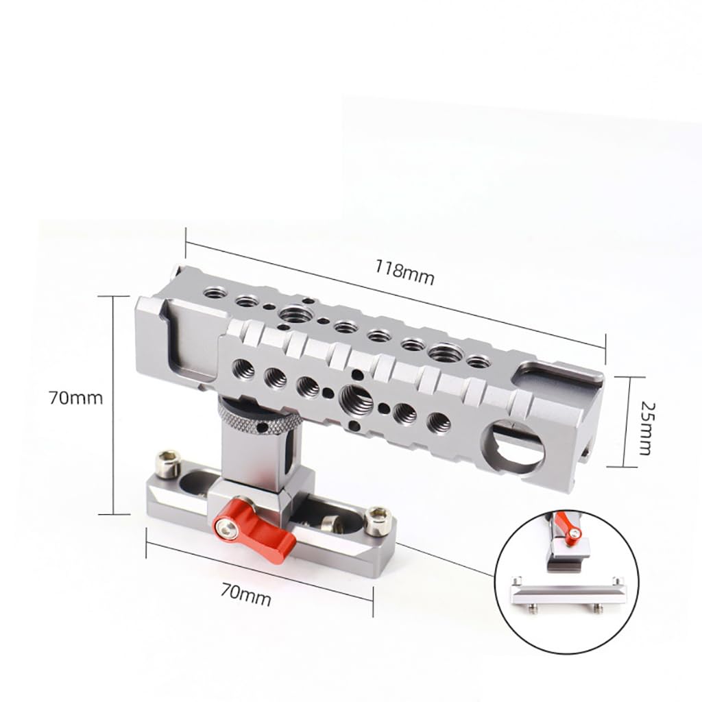 BGNing Wooden Camera Top Handle with 2 Cold Shoes for Mount DSLR Camera (Silvery)